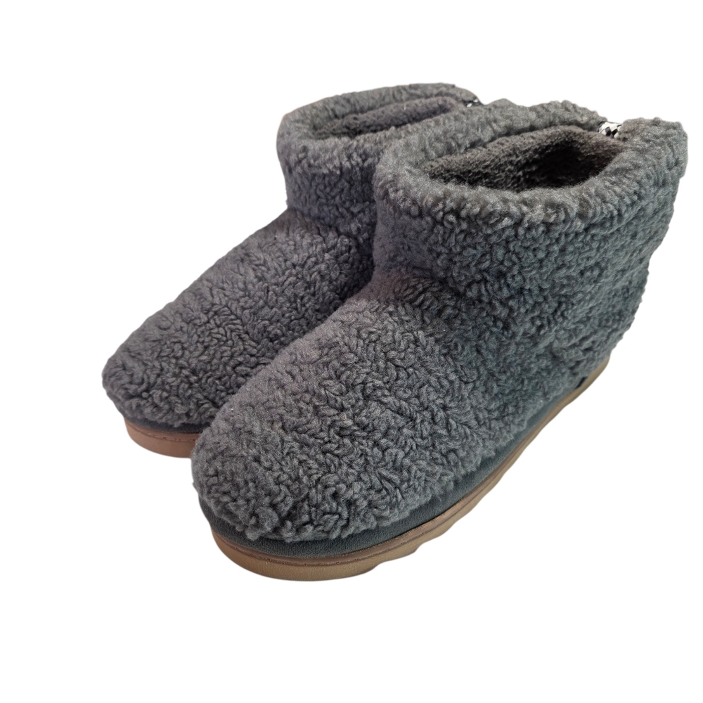 Cozy Gray Sherpa Dearfoam Women's Slippers XL 11 12 EUC